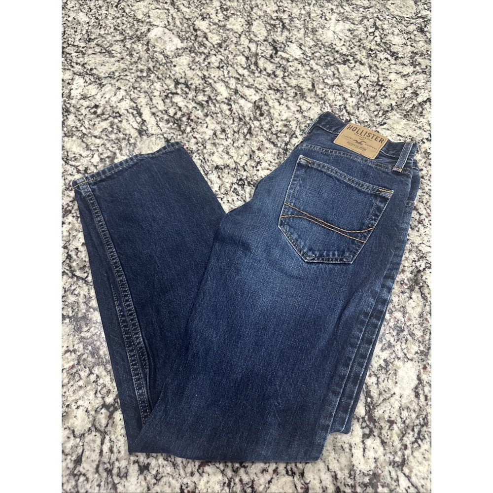 Hollister Jeans Mens 28 x 30 Classic Straight Blue Cotton Denim Button‎ Fly
